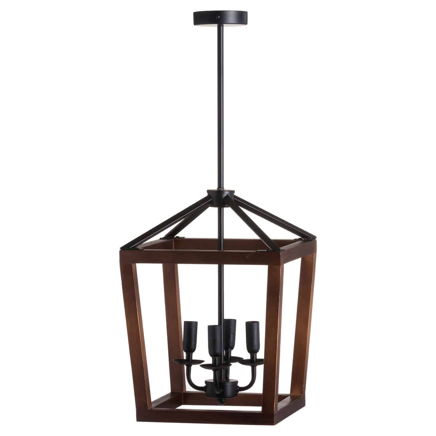 Large Wooden Coach Lantern Hanging Pendant Light
