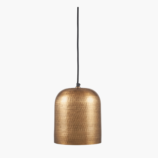 Kochi Antique Brass Hammered Metal Dome Pendant