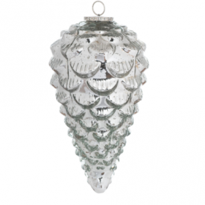 The Noel Collection Silver Teardrop Pinecone XL Bauble