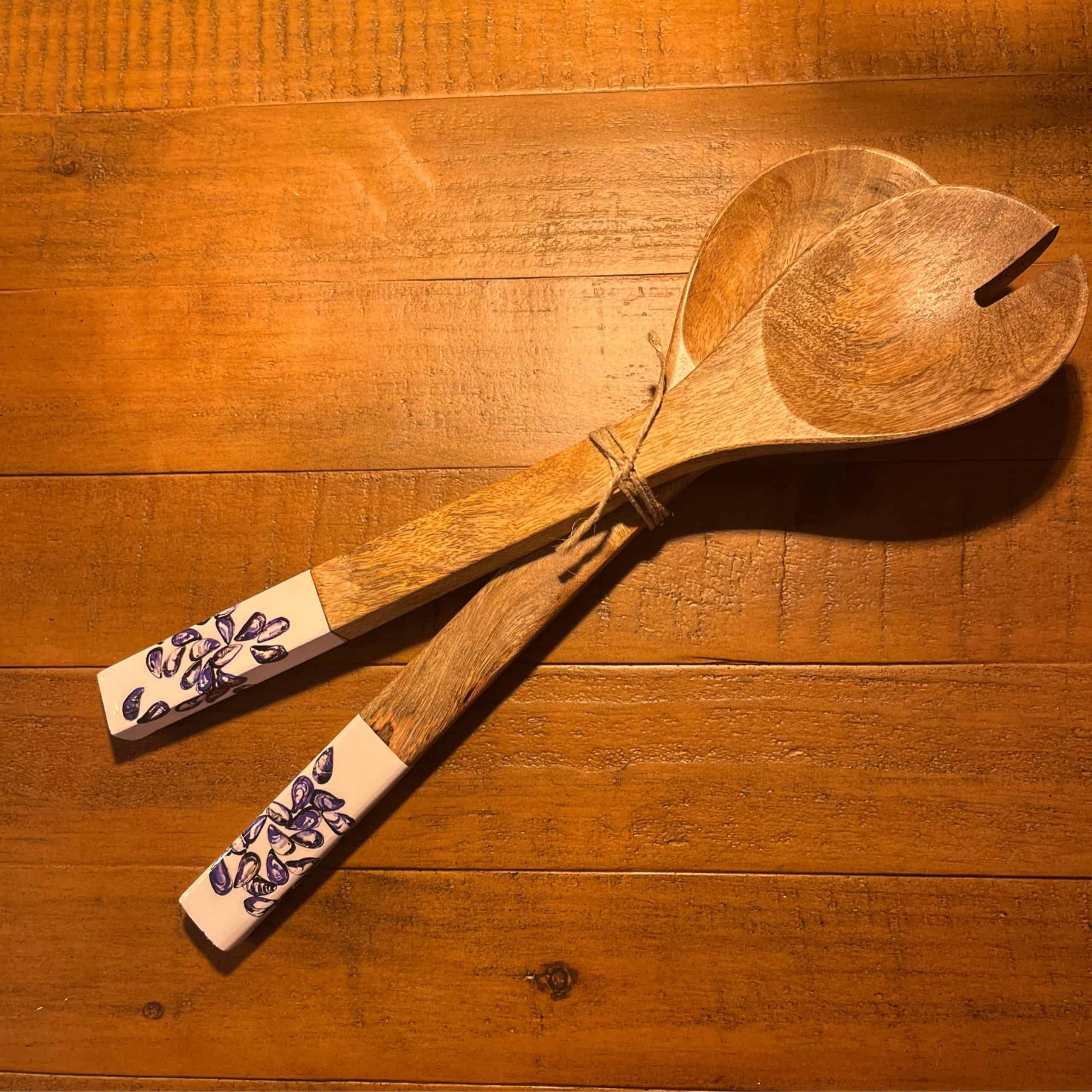 Mussel Wooden Salad Servers Home Sweet Home