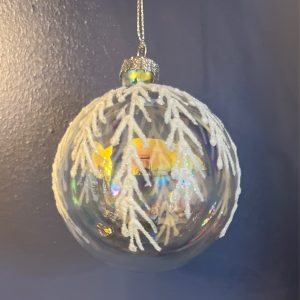 Glass Bauble - Bubble Glass With Silver Glitter Twigs