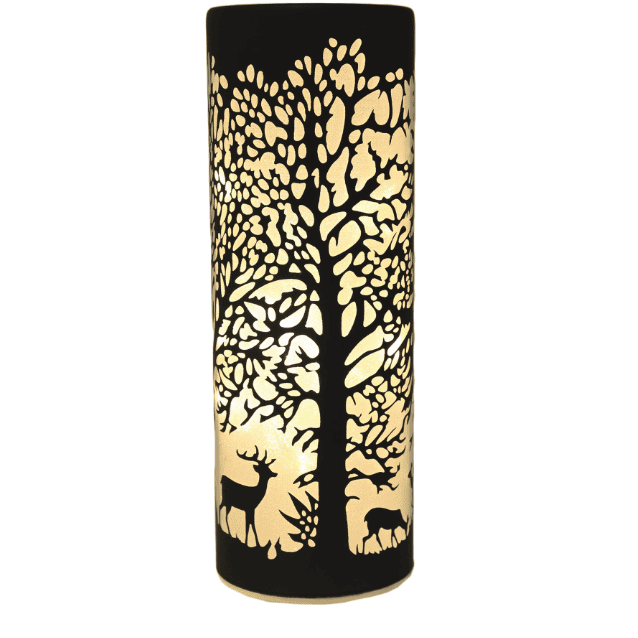 LED Light Up Cylinder Woodland Scene Silhouette Black 25cm | Home Sweet ...