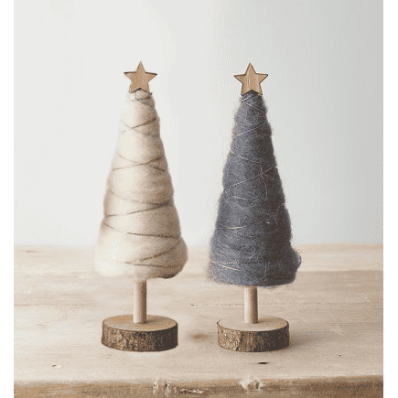 Wood And Woollen Tree Decoration, 20cm