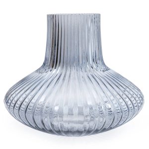 Blue Medium Ridged Bottle Vase 18.5cm