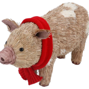 Bristle Pig w Red Scarf  Orn Med