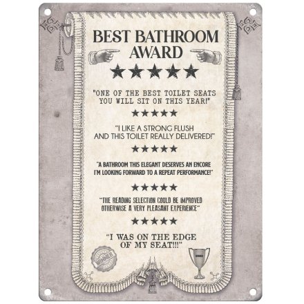 Best Bathroom Award Metal Sign, 20cm