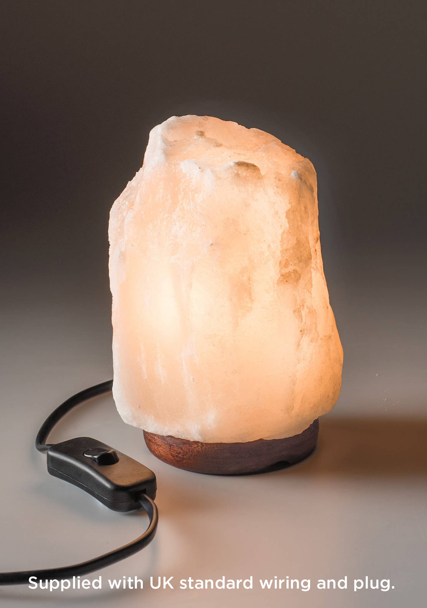 1-2Kg White Salt Lamp, Wooden Base