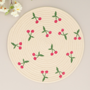 Fabric Round Placemat - Cherries