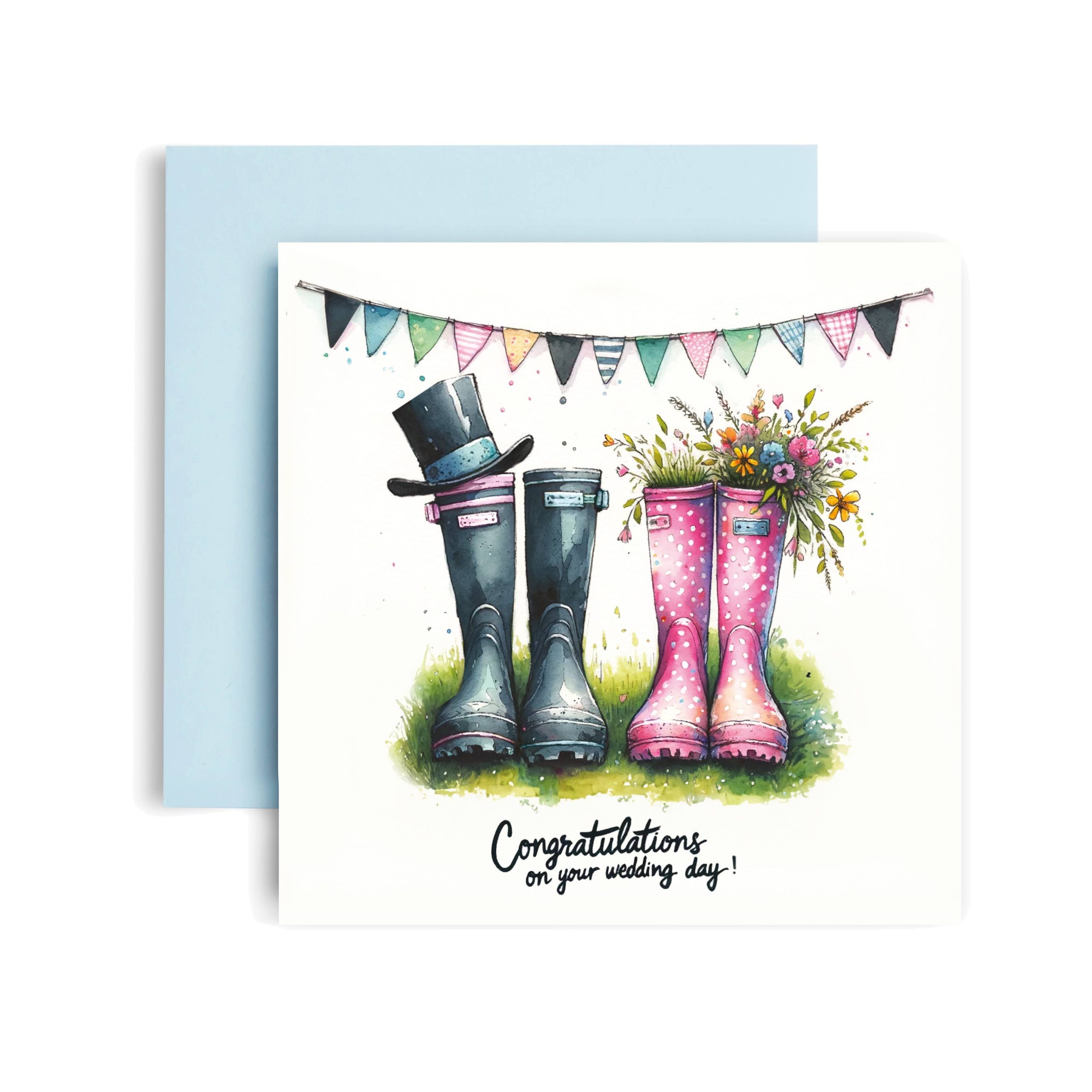 Congratulations On Your Wedding Day Wellington Boots Wedding Card