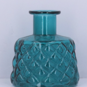 Glass Vase - Teal Trellis Stubby