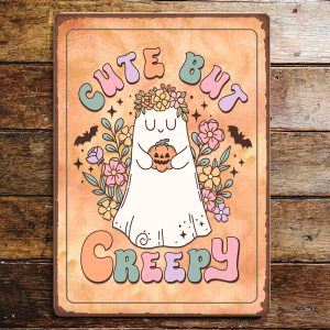 Halloween Cute but Creepy Art Metal Sign Plaque