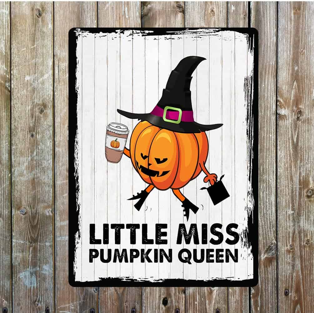 Pumpkin witch little miss art Metal Wall Sign