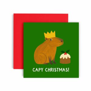Capy Christmas Pun Capybara Christmas Card