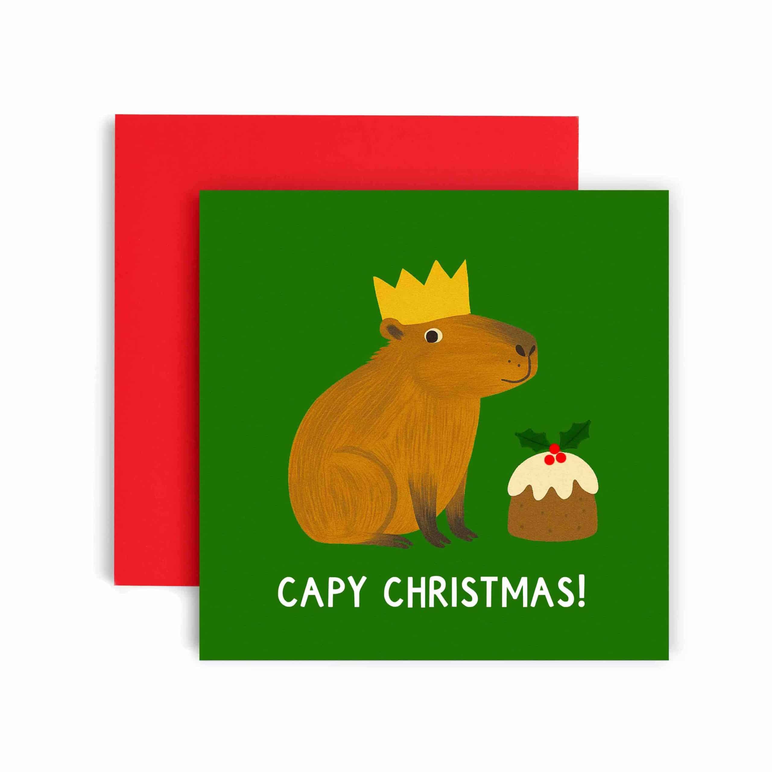 Capy Christmas Pun Capybara Christmas Card