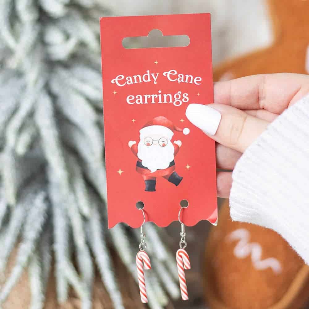 Candy Cane Christmas Dangle Earrings