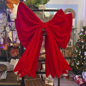 Red Velvet Clip On Bow Lge