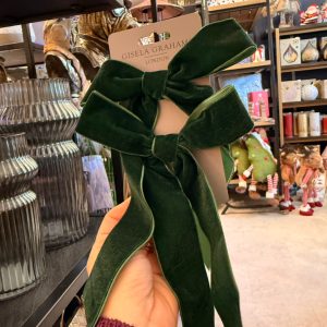 Dark Green Velvet Bow Dec Pack/2