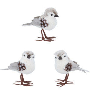 Fabric Orn 14cm - White Cone Bird, 3as Sold individually