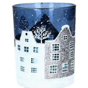 Glass Nite Lite - Blue/White Street Scene