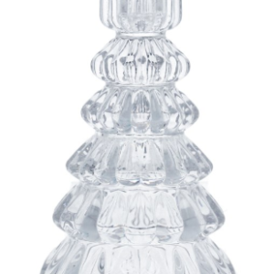 Glass Candle Holder 14cm - Clear Tree Shaped