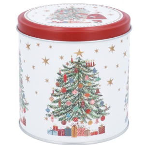 Metal Chocolate Tin 10cm - Nostalgia Santa/Tree