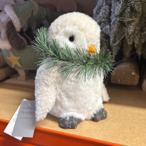 Faux Fur Penguin With Wreath Medium
