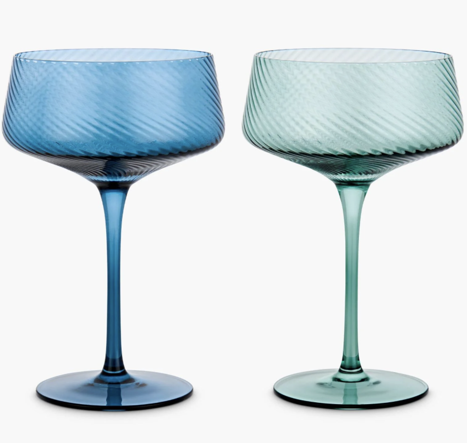 Twist Champagne Coupes – Set of 2 Blue/Green