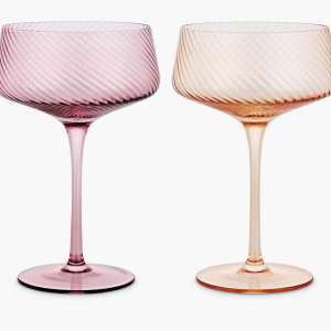 Twist Champagne Coupes – Set of 2 Pink/Peach