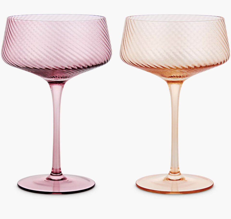Twist Champagne Coupes – Set of 2 Pink/Peach