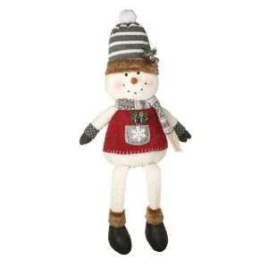 White Snowman With Hat Sitting Ornament