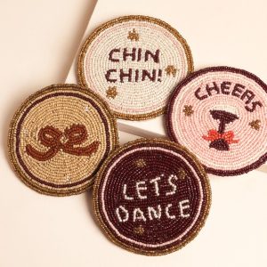 Set of 4 Festive Chin Chin Beaded Coasters
