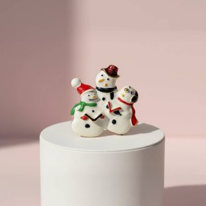 Singing Carols Snowman Festive Brooch