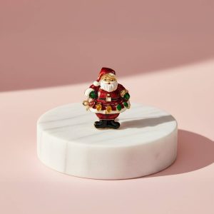 Standing Santa Claus Festive Brooch