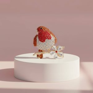 Robin Crystal Festive Brooch