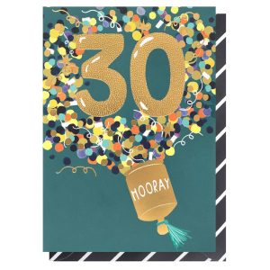 Age 30 Hooray Popper | Male Birthday Card | Age Card
