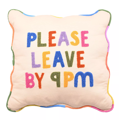 Raspberry Blossom Cushion - "Please Leave By 9pm”