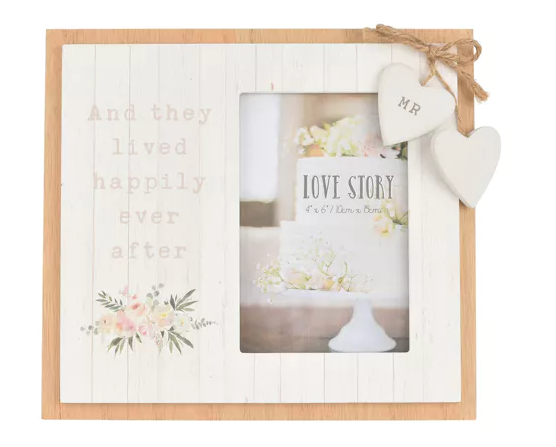 Love Story Photo Frame 4" x 6" "Happily Ever After"