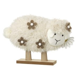 Fluffy White Sheep Wooden Ornament