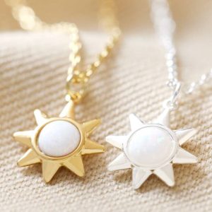 Opal Sun Pendant Necklace