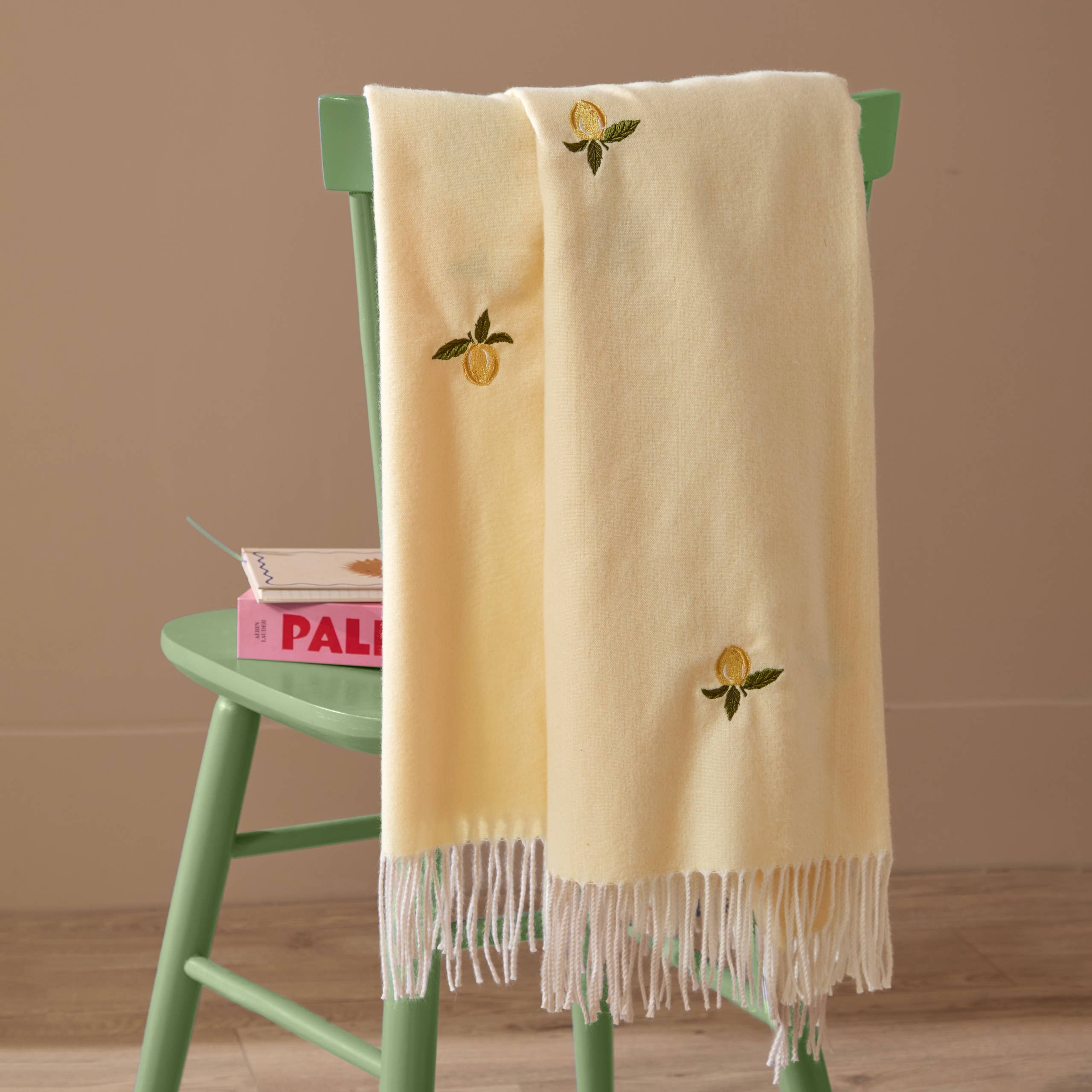 Fruits Lightweight Embroidered Throw Zesty Lemon