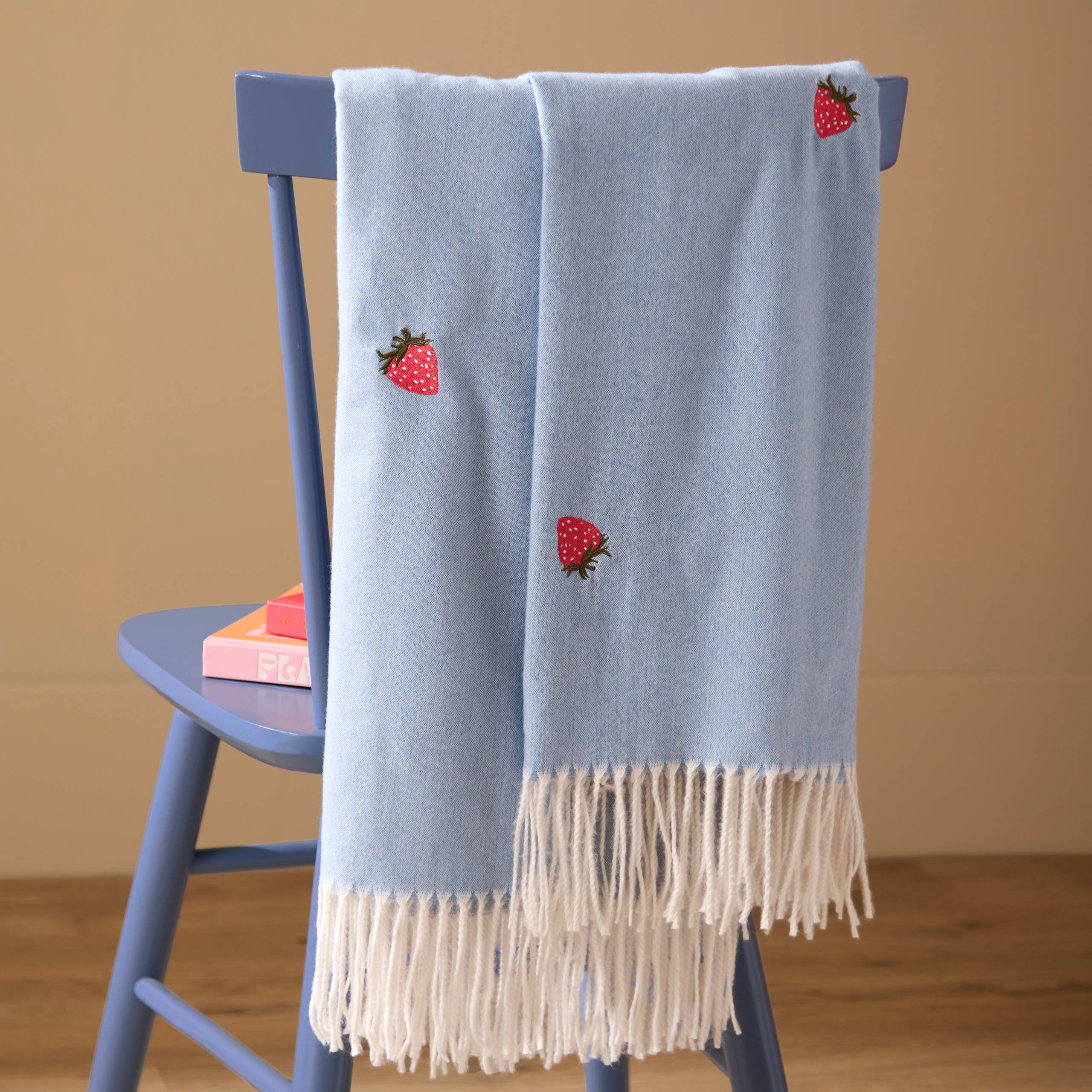 Fruits Lightweight Embroidered Throw Berry Sweet Blue