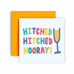 Hitched Hitched Hooray Wedding Card