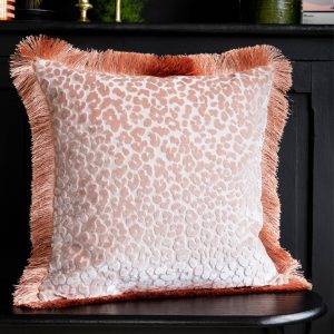 Leopard Love Cut Velvet Cushion Pink