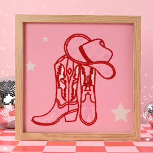The Feel Good Club Cowgirl Tufted Boot & Disco Print Wall Art