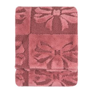 Fur Boucle Big Bows Throw Pink
