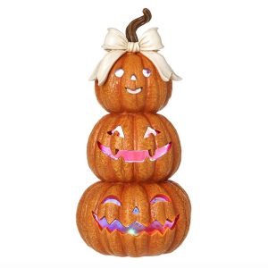 Pumpkin Stack With Cream Bow