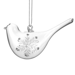 Glass Bird Hanger With Snowflake