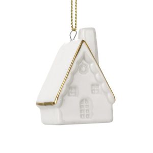 White Porcelain Gold Edge House Hanger