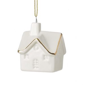 White Porcelain Gold Edge House Hanger