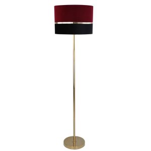 Red and Black Velvet Stripe Floor Lamp 158cm